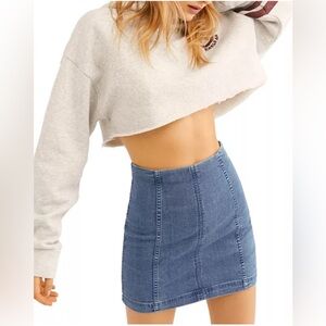 Free People Modern Femme Denim Mini Skirt Size 2 Festival Boho Casual